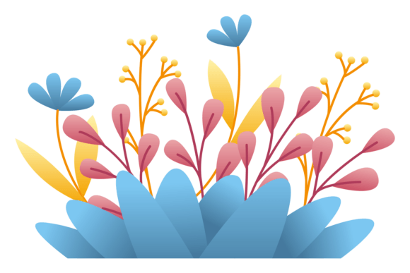 A Colorful Bouquet of Flowers with a Blue Center Graphics