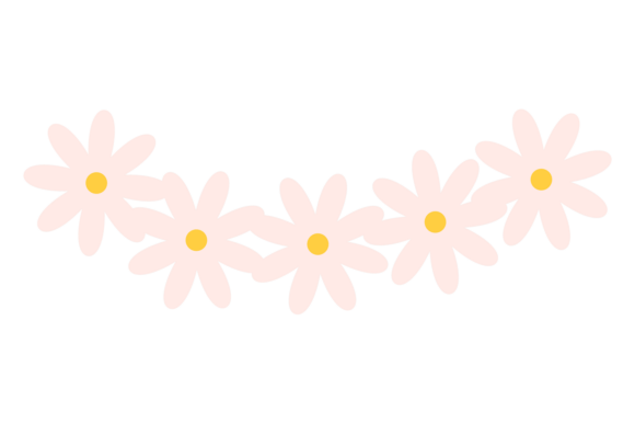 A Row of Five Pink Flowers for Crafters