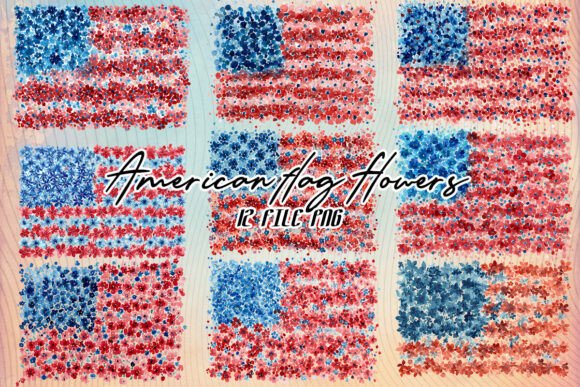 American Flag by Flowers 4th July USA Graphics