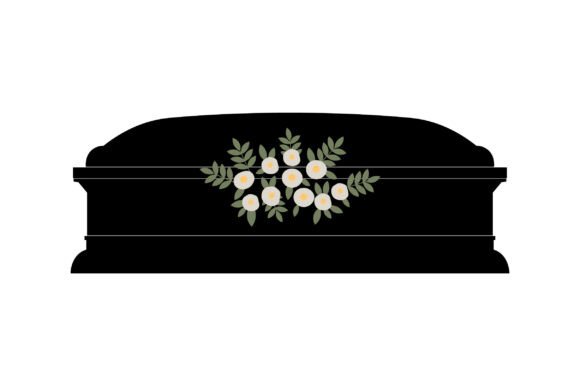 Black Coffin with White Flowers Graphics