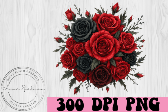 Black Red Roses Bouquet Graphics for Crafting