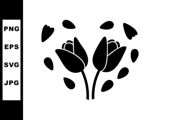 Black Silhouette of Two Tulip Flowers Graphic for Blog and Web Design