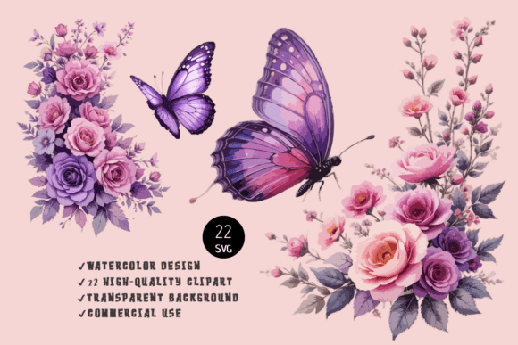 Butterfly with Vivid Flowers Sublimation