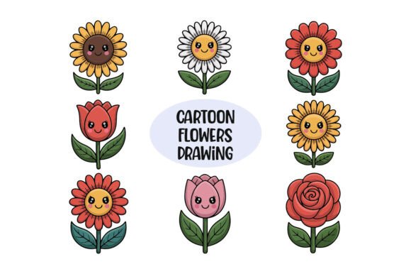 Cartoon Flowers Graphic Illustration