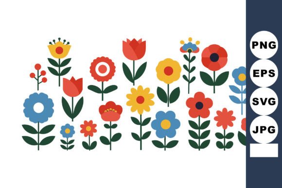 Colorful Flowers Vector Graphics for Digital Selling