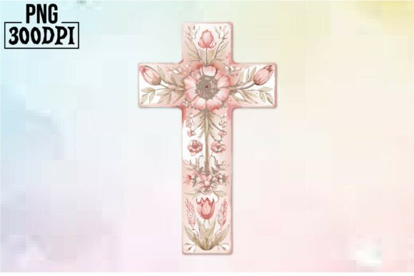 Cross Pink Ribbon Flowers Clipart 10 for Graphics and Crafts
