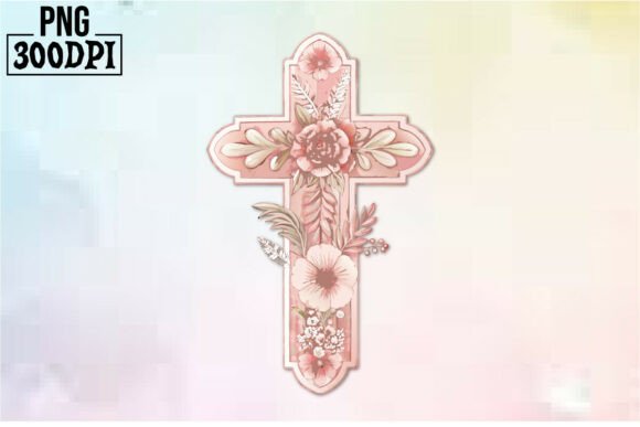 Cross Pink Ribbon Flowers Clipart 11 for Crafts and Graphics