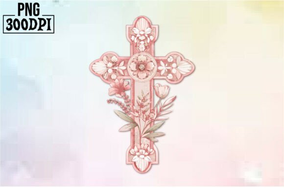 Cross Pink Ribbon Flowers Clipart 14 for Graphics and Crafts