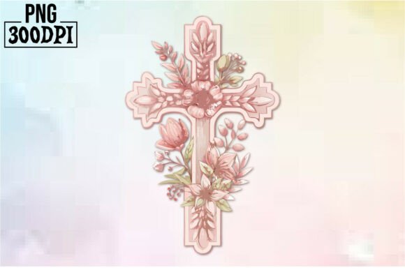 Cross Pink Ribbon Flowers Clipart 17 for Crafts and Graphics