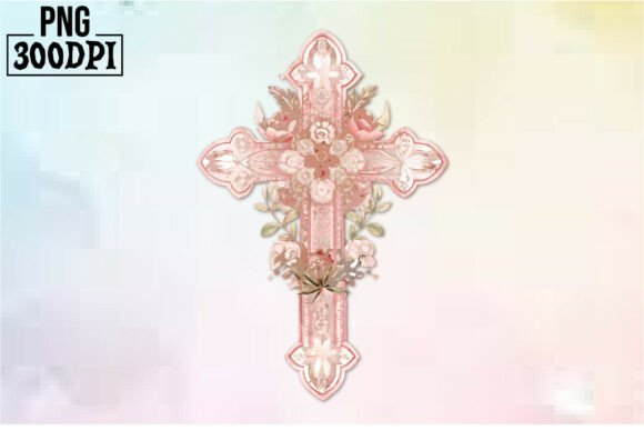 Cross Pink Ribbon Flowers Clipart 4 for Crafts and Graphics