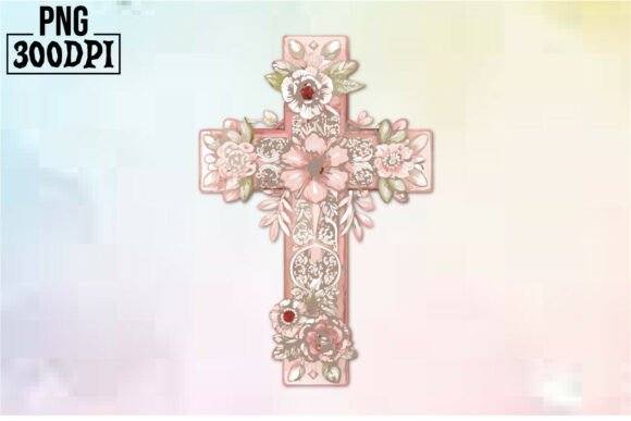 Cross Pink Ribbon Flowers Clipart 7 for Crafts and Graphics