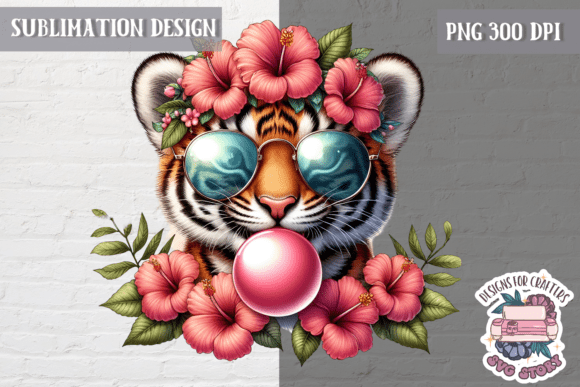 Cute Animal Spring Flowers Sublimation PNG Graphics