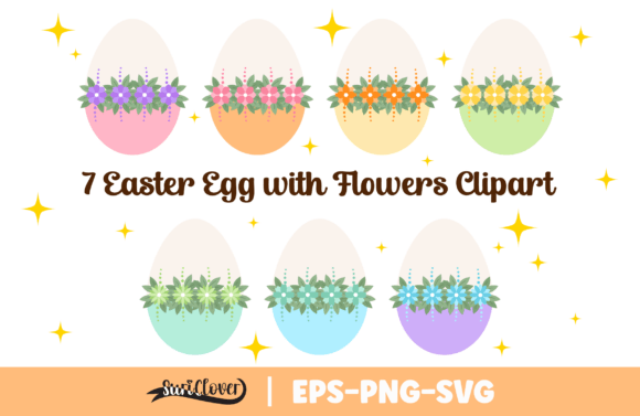 Easter Egg with Flowers Graphics