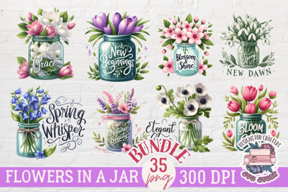 Flowers in a Jar Graphics for Modern Editorial Design