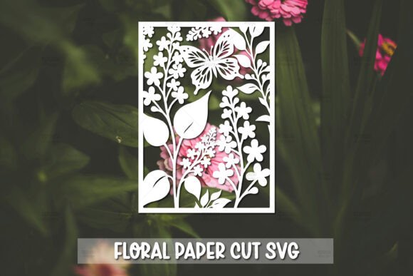 Flowers Paper Cut Card Template for Crafts and Graphics
