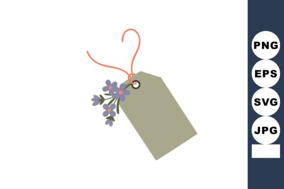 Gift Tag with Lavender Flowers and Red S Graphics
