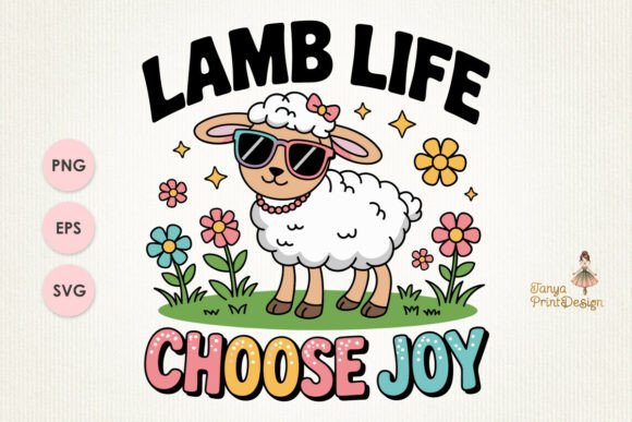 Lamb Life Choose Joy Quote PNG SVG Print