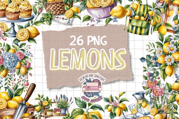 Lemon and Flowers Bundle Graphics for Digital Sellers