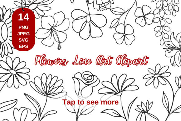 Line Art Summer Flowers Graphics for Local Branding