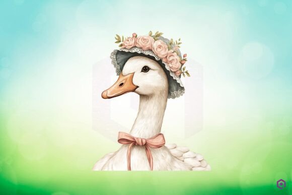 Mama Goose Wearing Bonnet with Flowers 10 Graphics