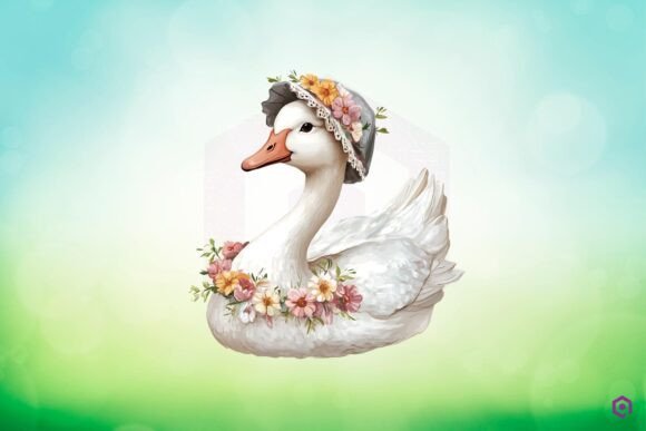 Mama Goose Wearing Bonnet with Flowers 13