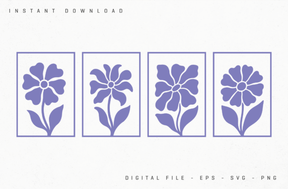 Monochrome Purple Silhouette Flowers Graphics