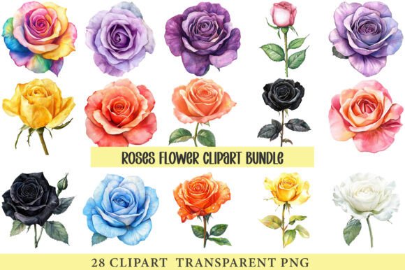Roses Flower Clipart Bundle