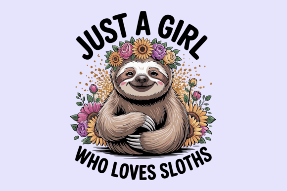 Sloth with Flowers Just a Girl