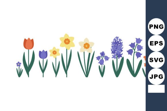 Spring Flowers Vector Illustration with Graphics