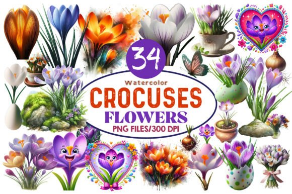 Watercolor Crocuses Graphics for Crafters